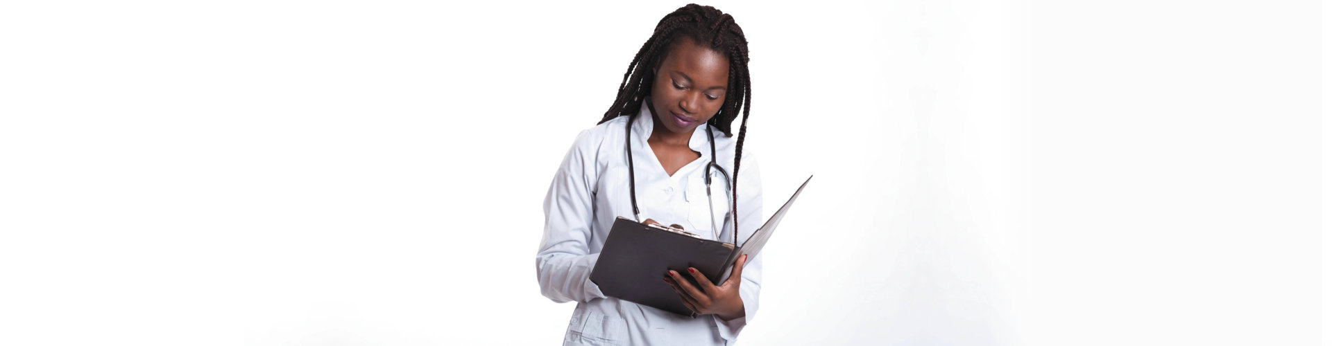 nurse looking at medical records
